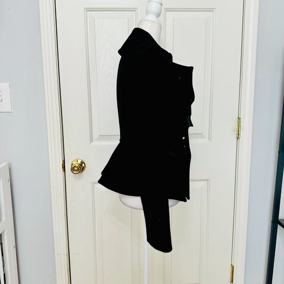 LIKE NEW JEAN PAUL GAULTIER FEMME VIRGIN WOOL LEATHER CUT OUT EVENING JACKET - Picture 3 of 12